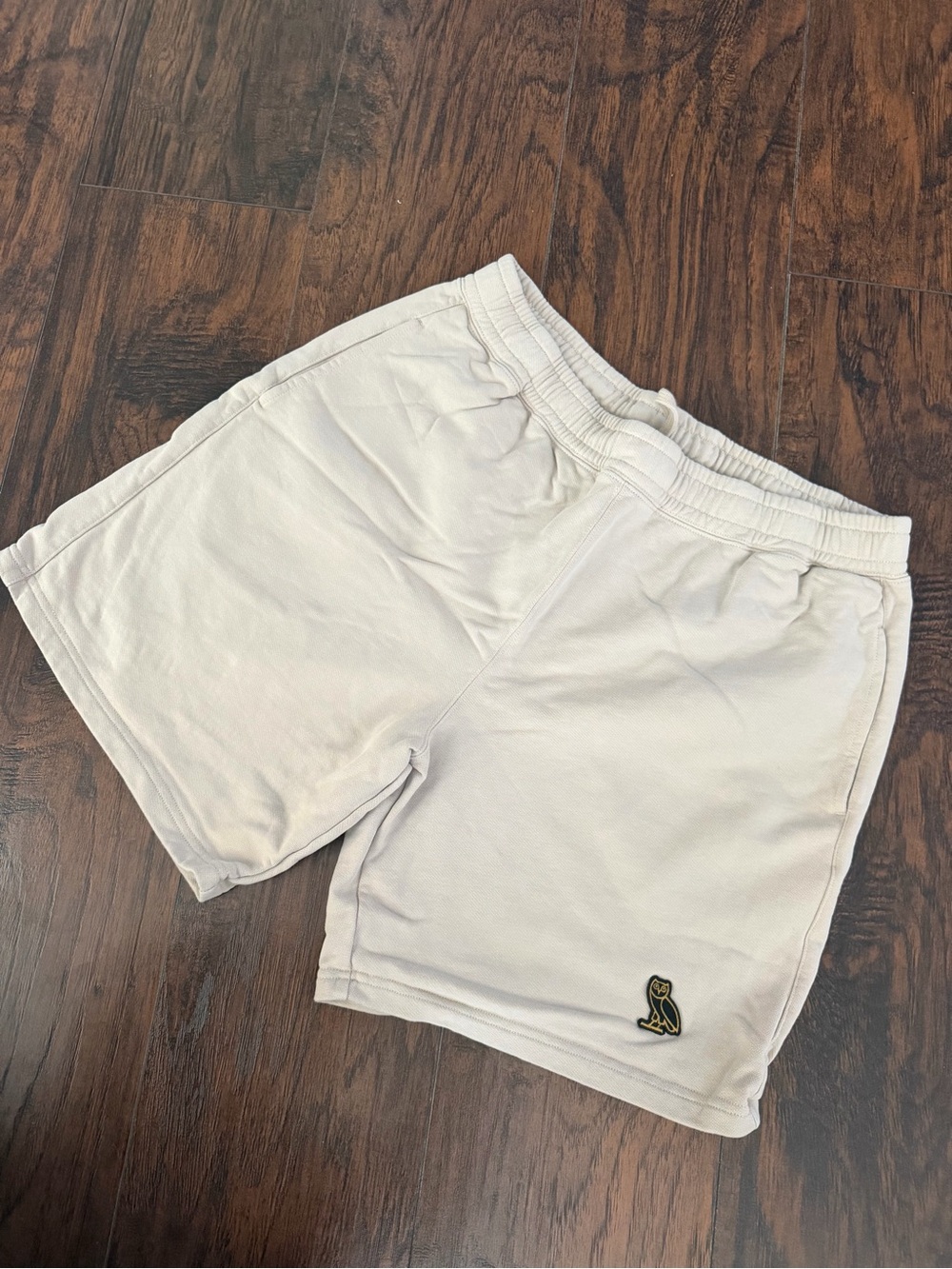 Men's OVO Cream Athletic Shorts with Embroidered Owl Logo